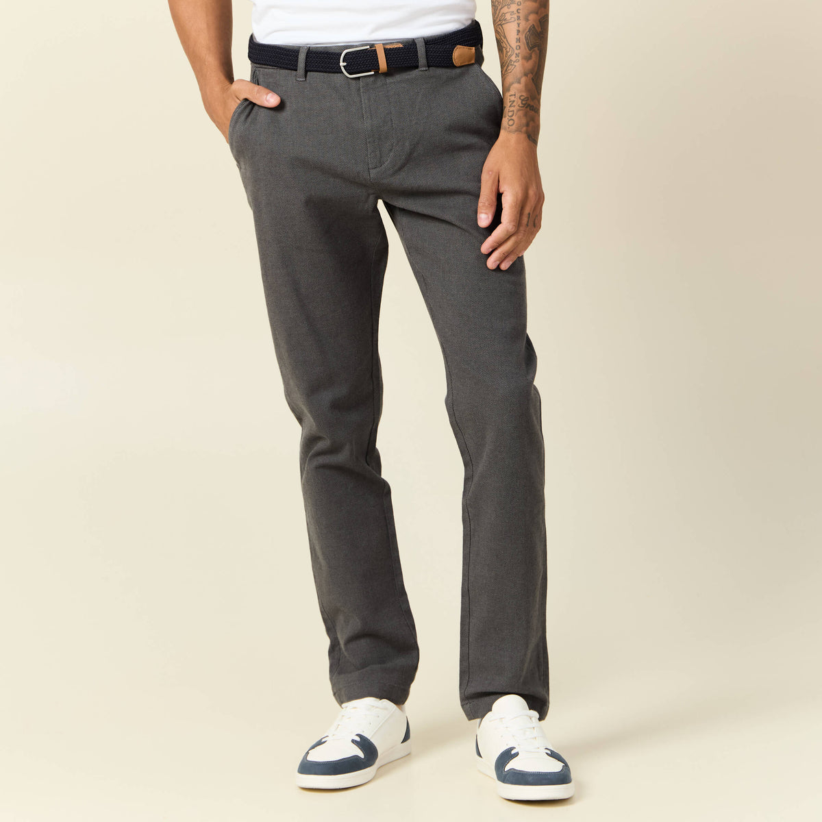 Pantalon chino straight gris foncé homme