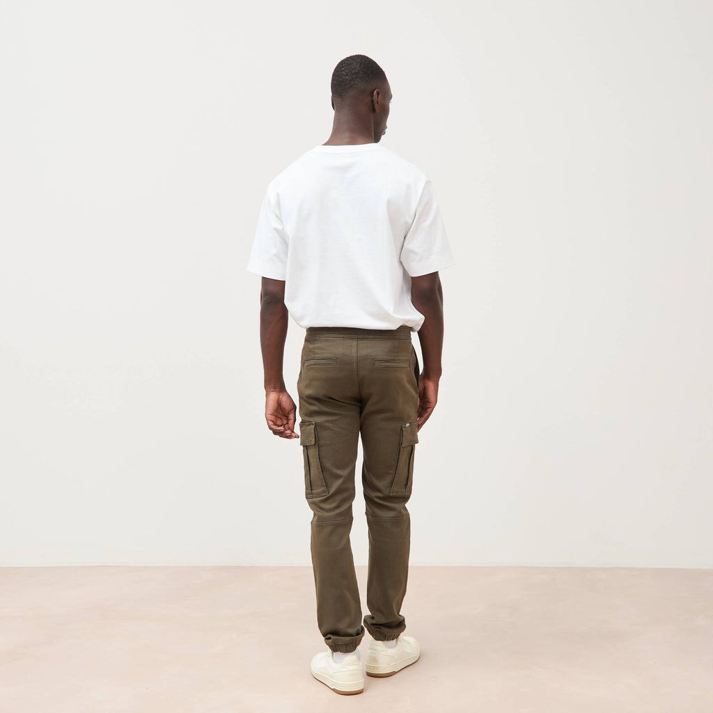 Pantalon battle bas resserré vert kaki homme