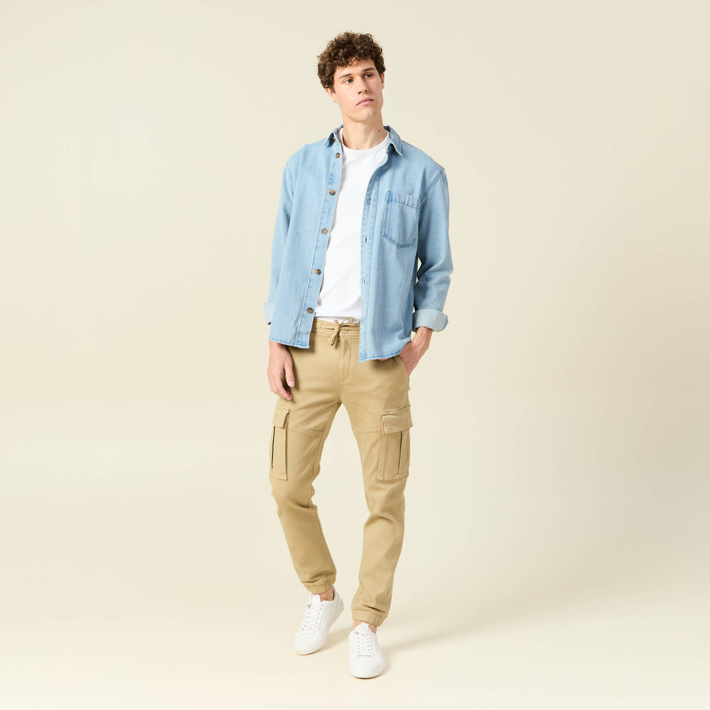 Pantalon battle bas resserré beige homme