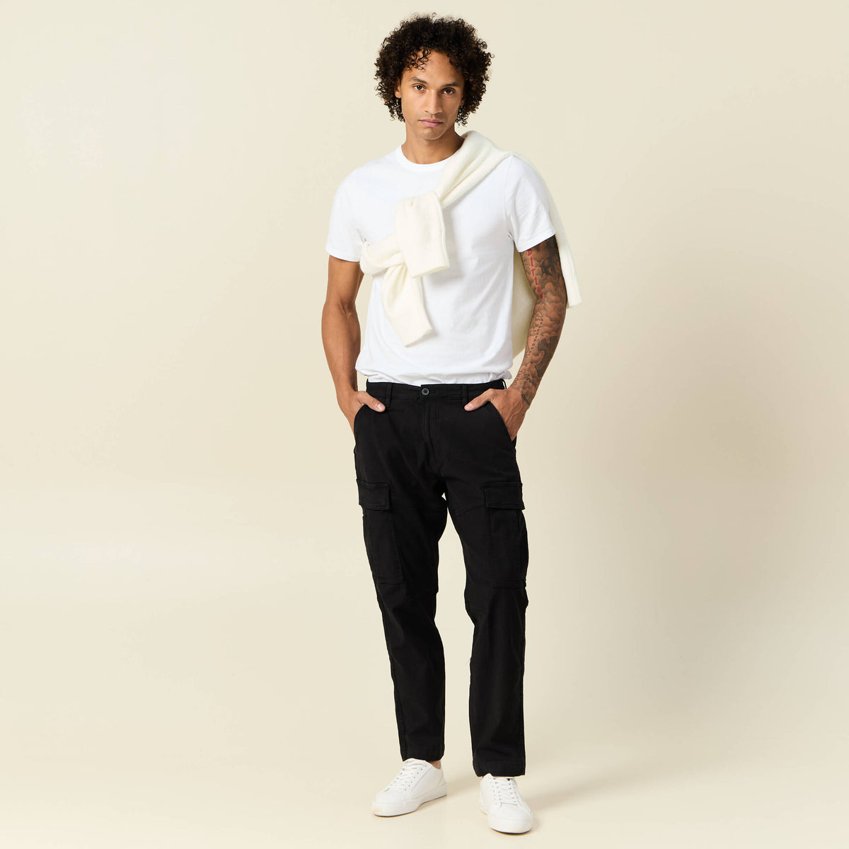 Pantalon cargo noir homme