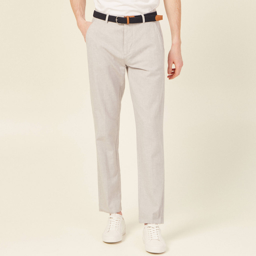 Pantalon chino longueur 32 avec ceinture gris foncé homme