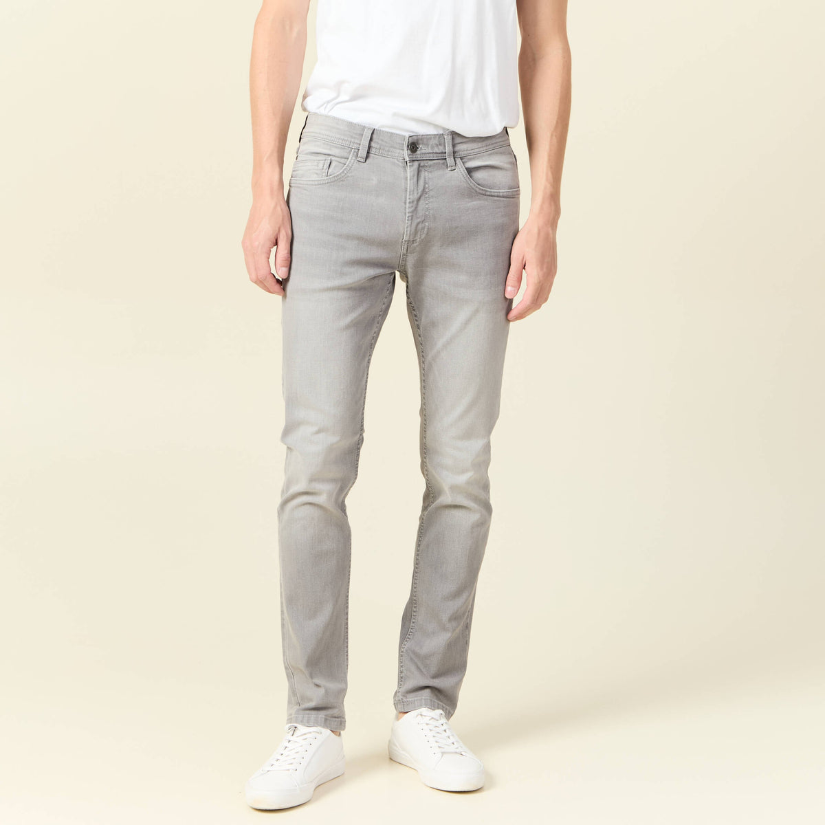Jeans slim longueur 32 denim snow gris homme