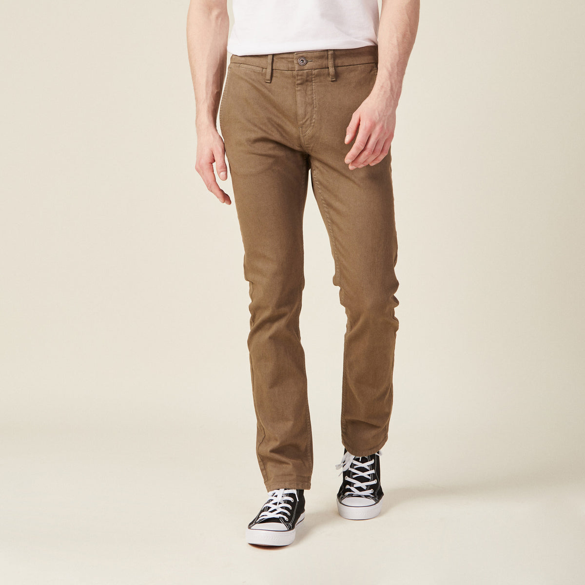 Pantalon chino slim taupe homme