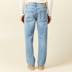 Jeans relax 5 poches denim bleach homme