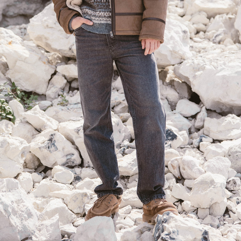 Jeans relax 5 poches denim gris homme