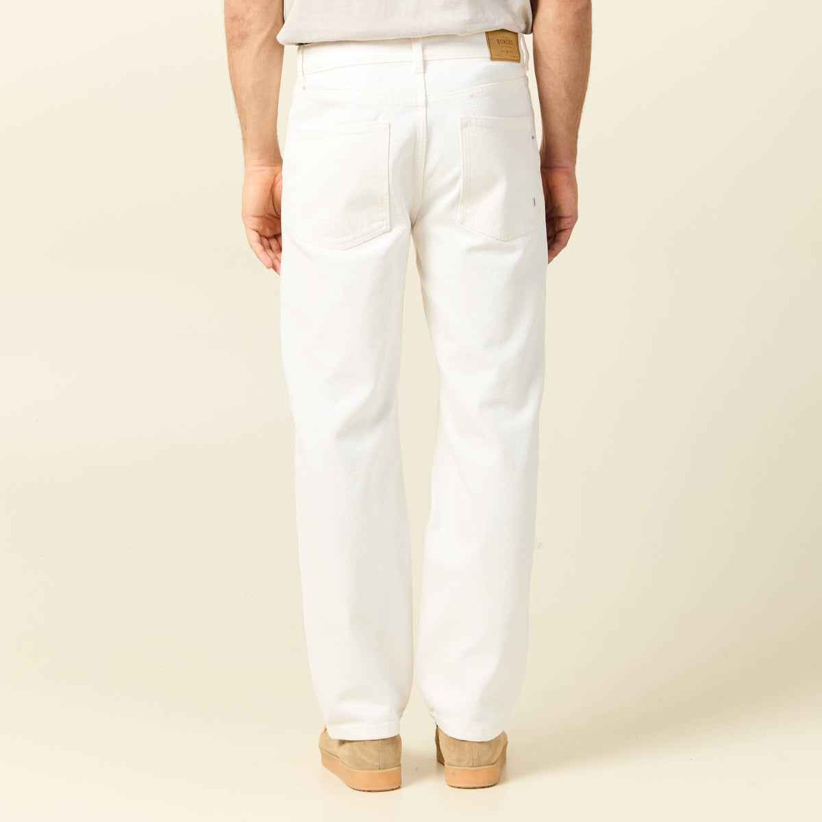 Jeans relax 5 poches denim blanc homme