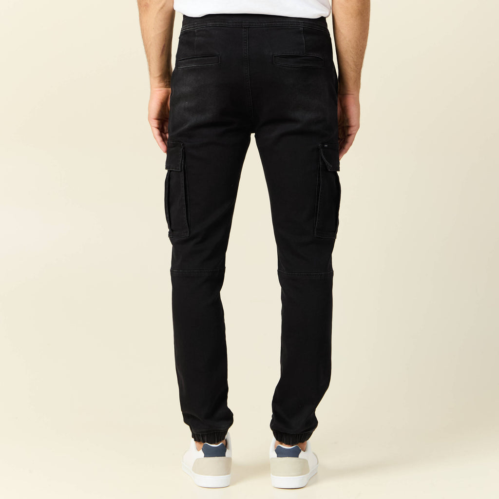 Jeans battle à coulisse denim noir homme