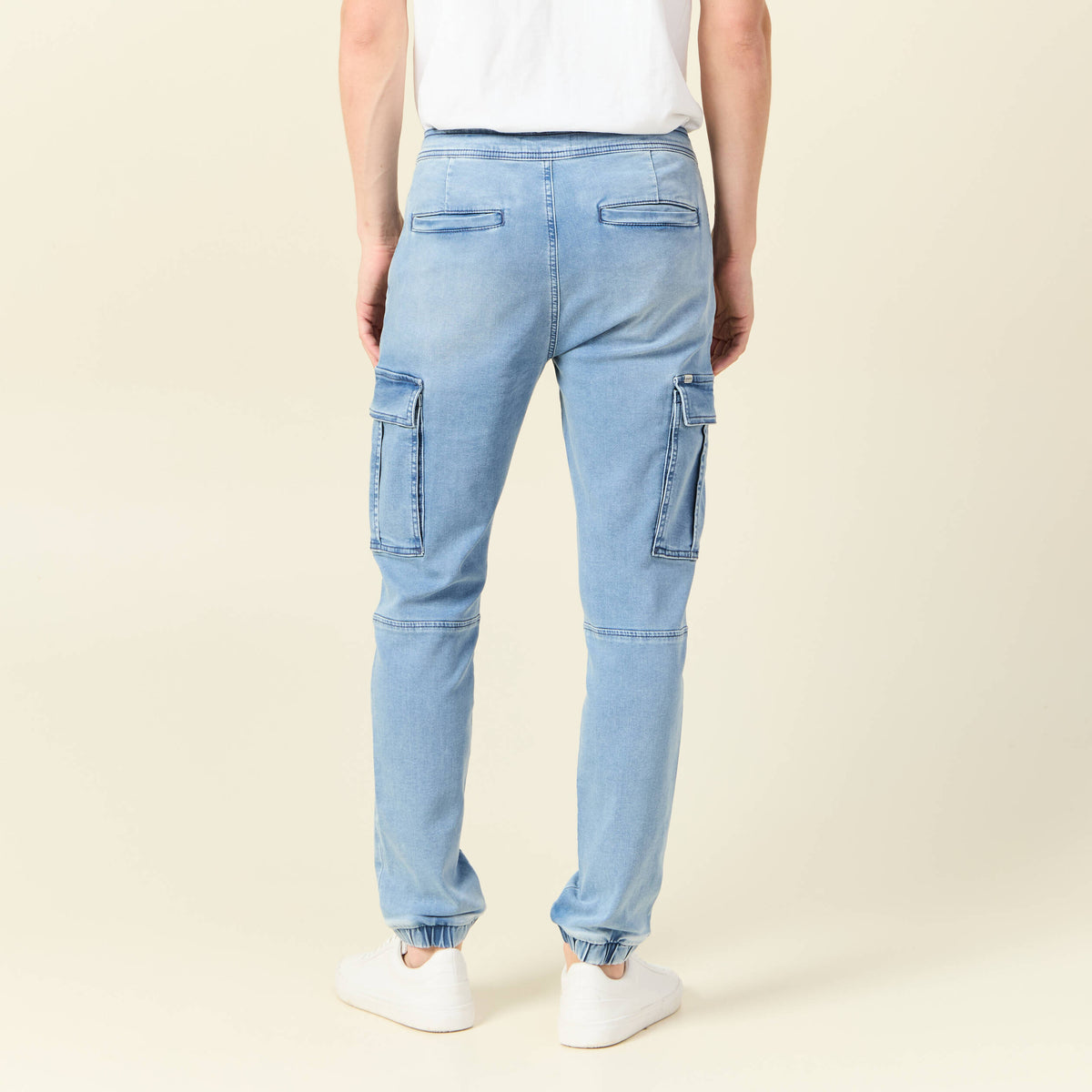 Jeans battle à coulisse denim bleach homme