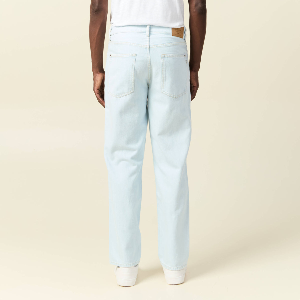Jeans relax 5 poches denim bleach homme