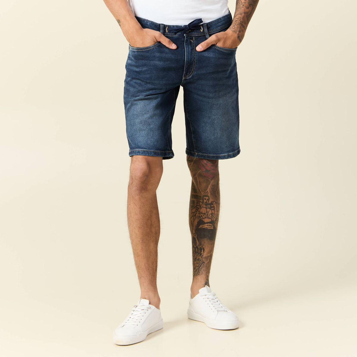 Bermuda confort ultra stretch denim brut homme