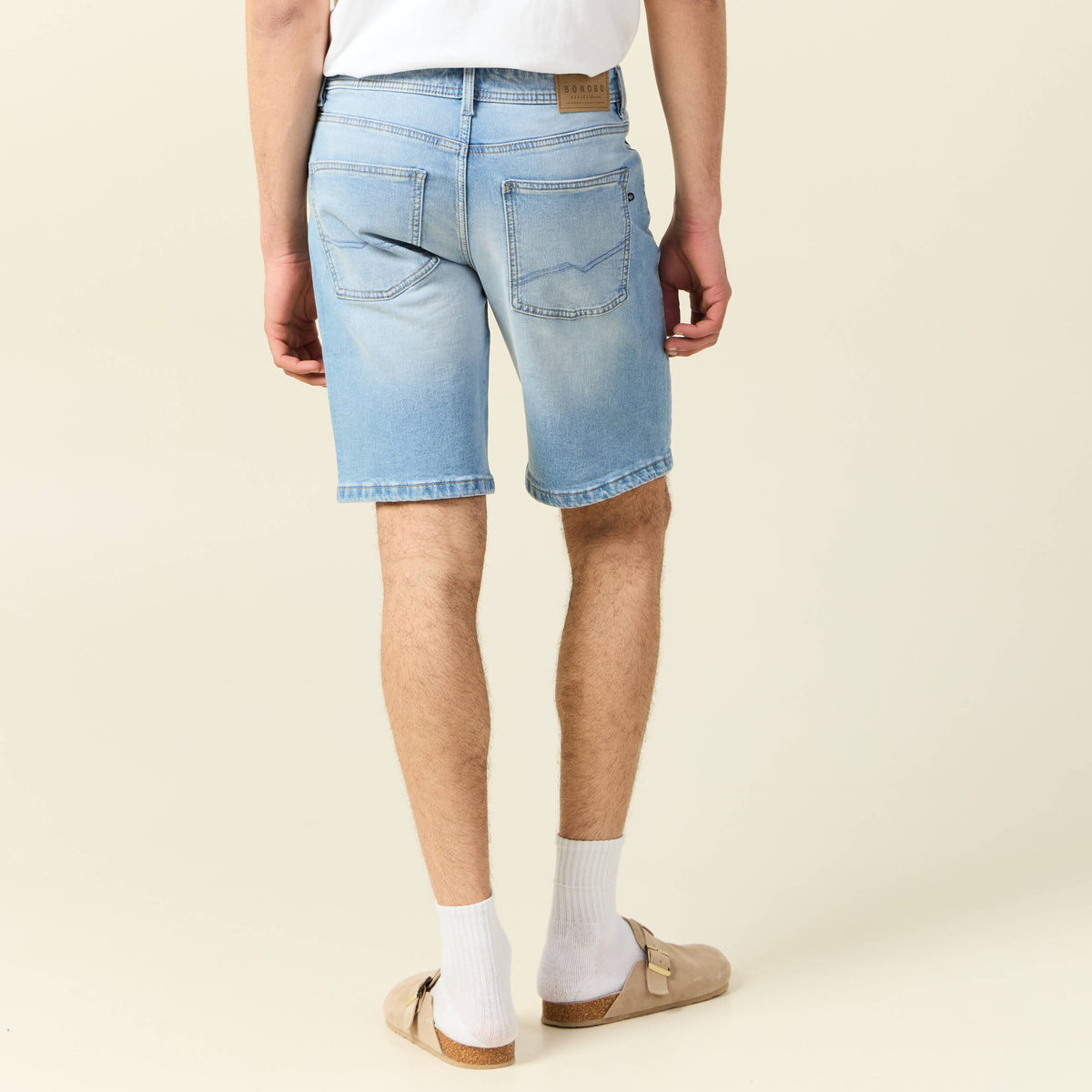 Bermuda confort ultra stretch denim bleach homme