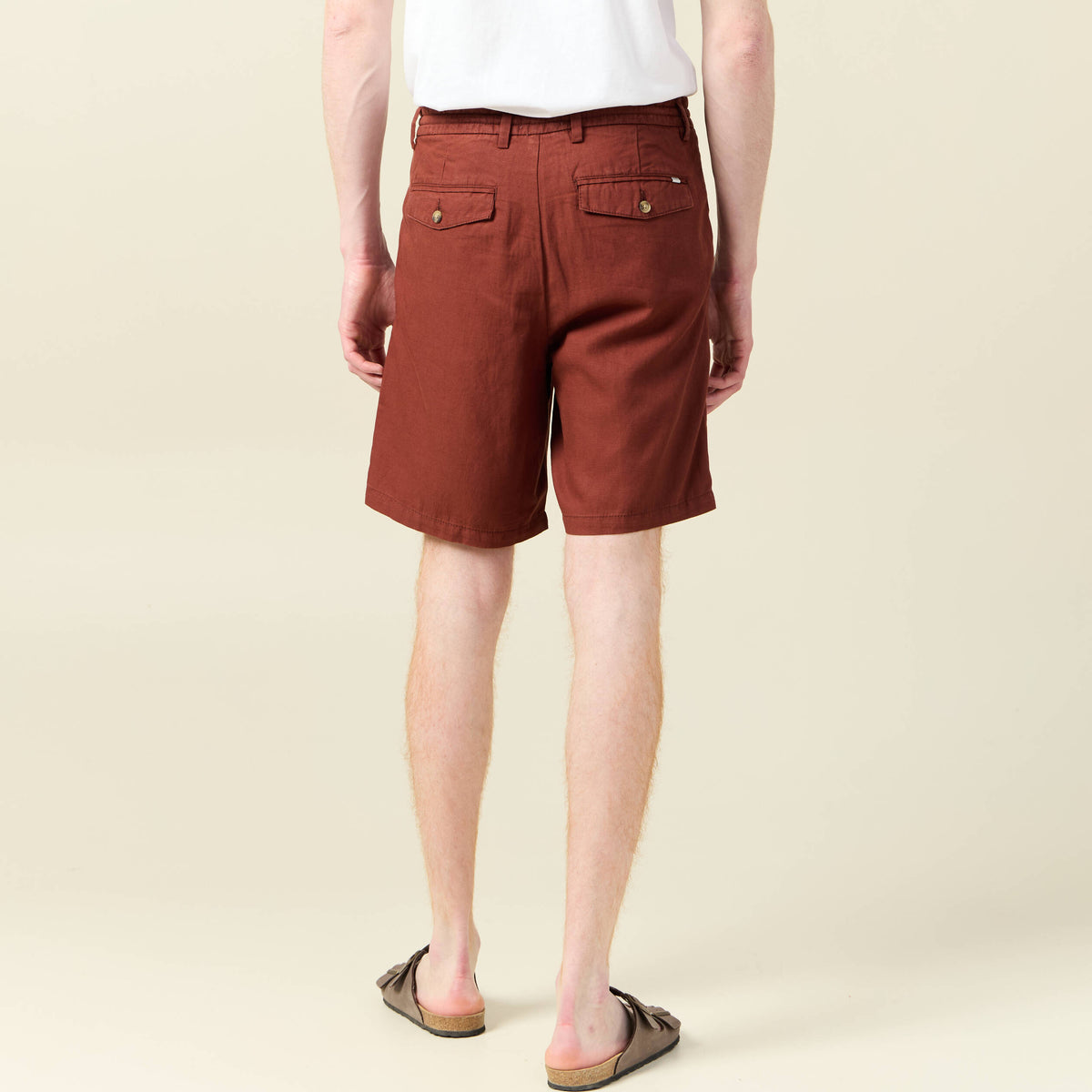 Bermuda droite à coulisse marron cognac homme