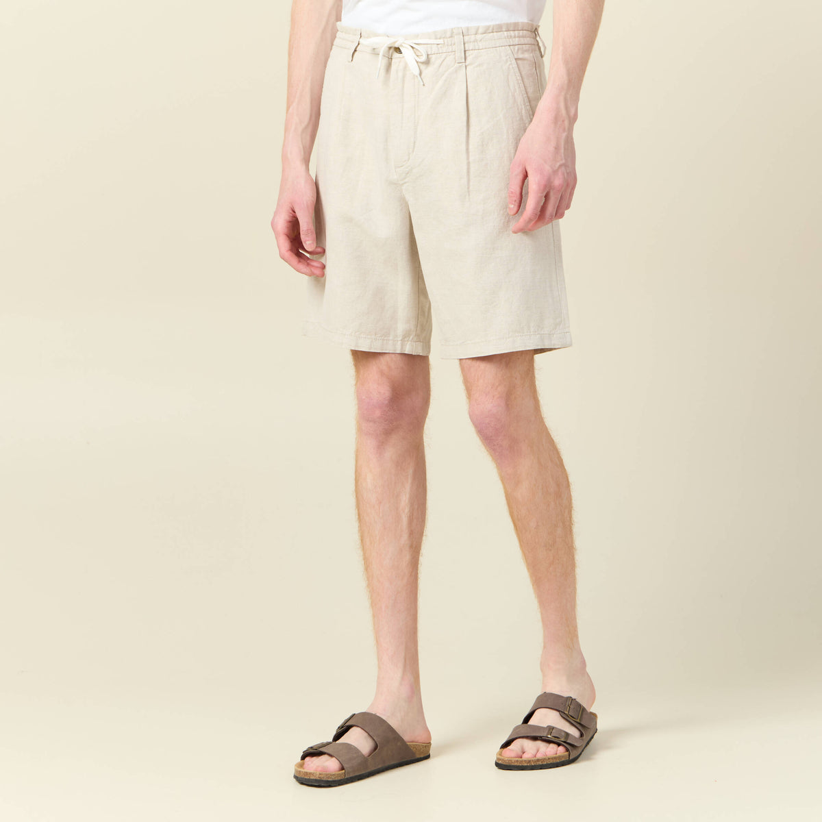Bermuda droite à coulisse beige homme