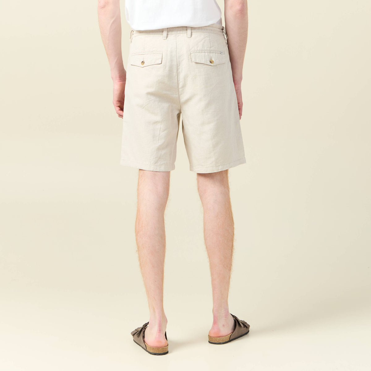 Bermuda droite à coulisse beige homme