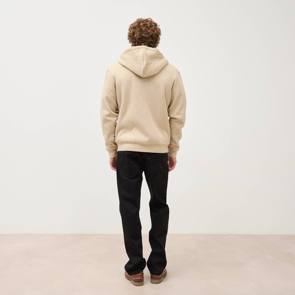 Sweat manches longues zippé beige homme