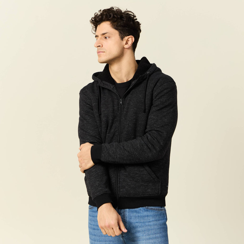 Sweat manches longues zippé noir homme