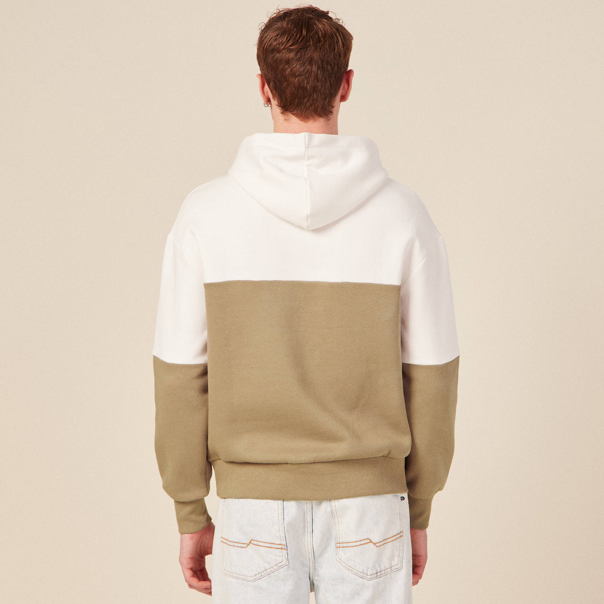 Sweat à capuche manches longues taupe homme