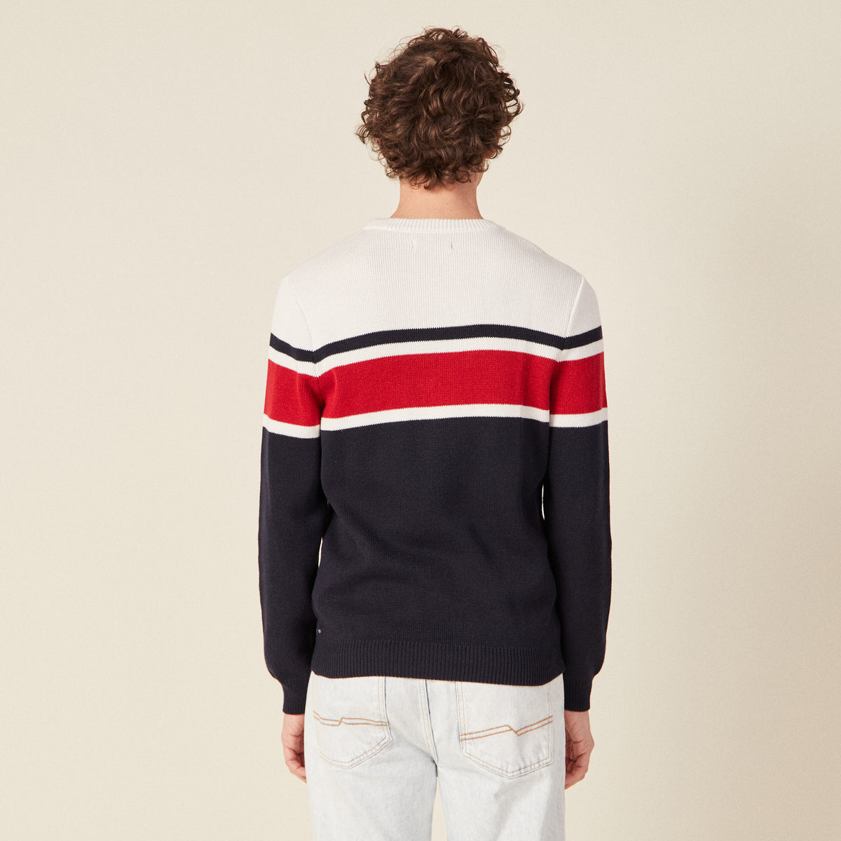 Pull manches longues bleu marine homme