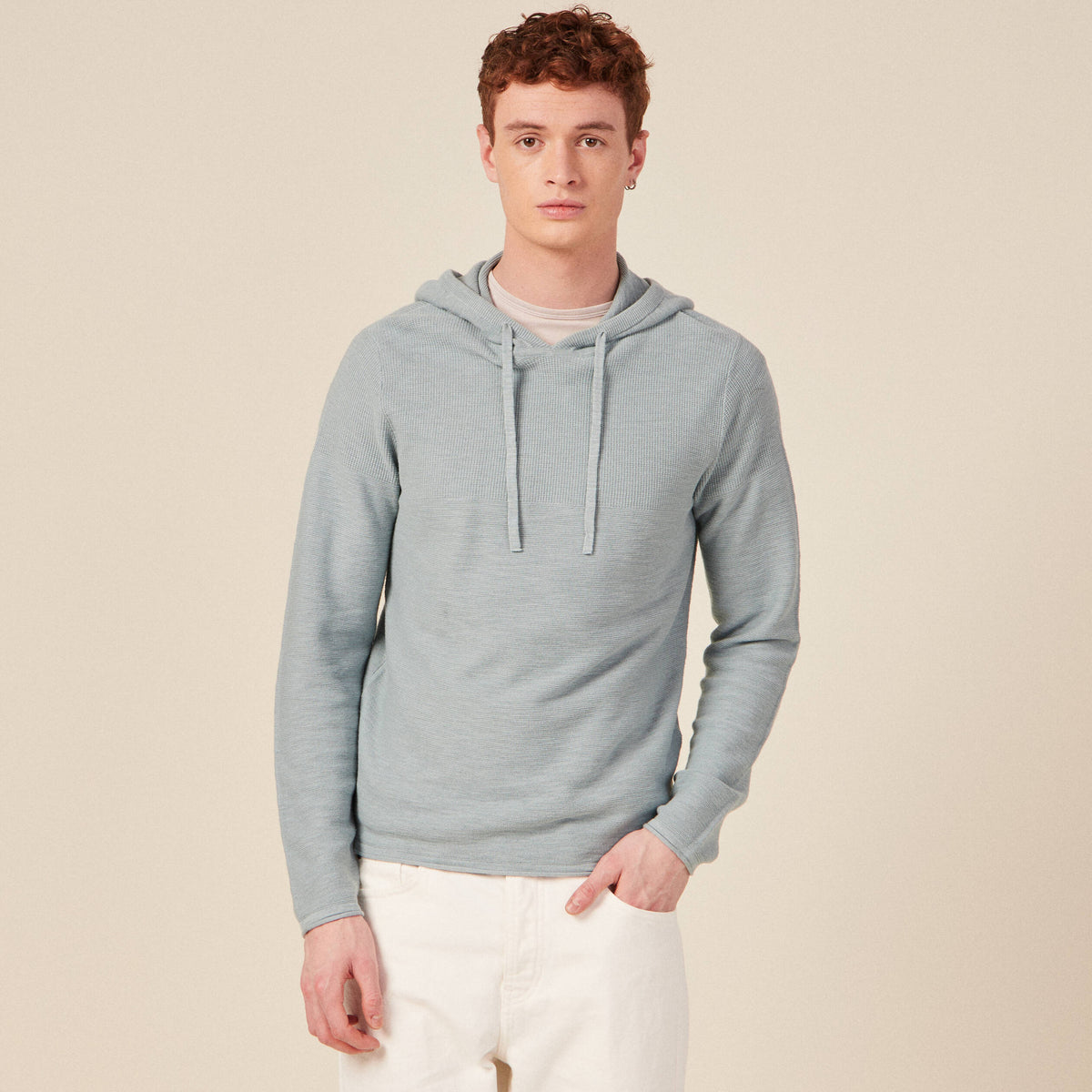 Pull à capuche bleu gris homme