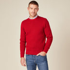 Pull manches longues col rond rouge foncé homme