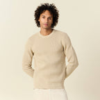 Pull manches longues col rond sable homme