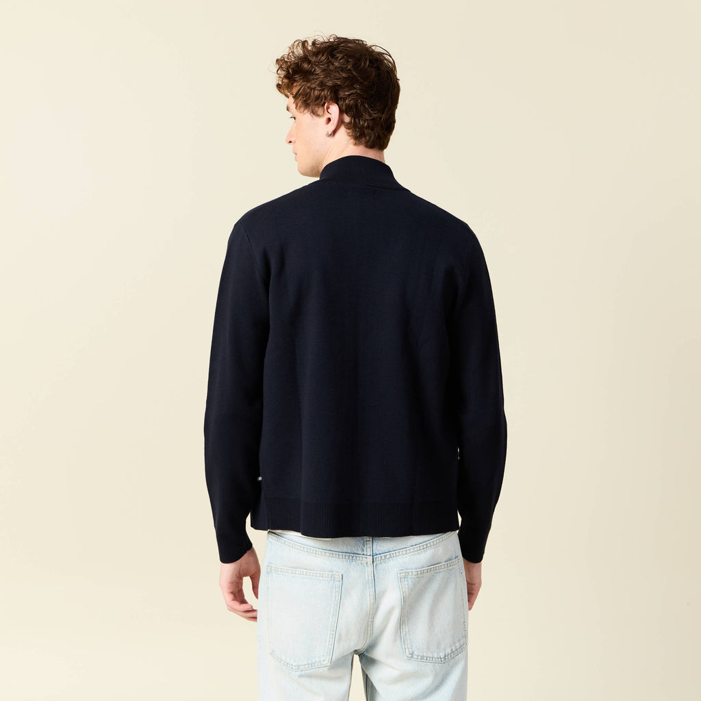Gilet manches longues zippé bleu marine homme