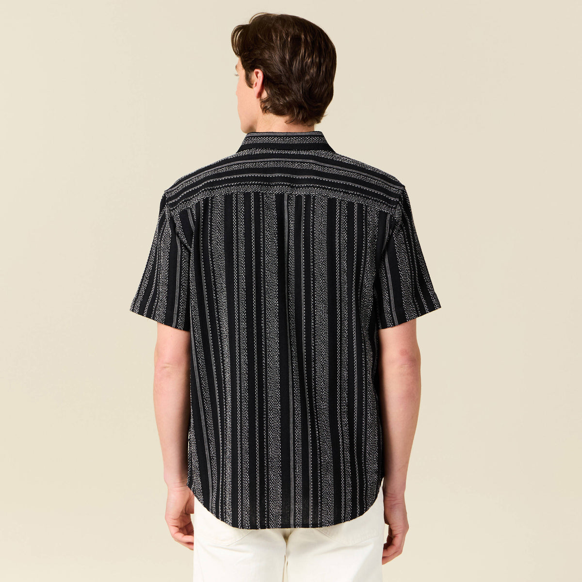Chemise rayée manches courtes noir homme