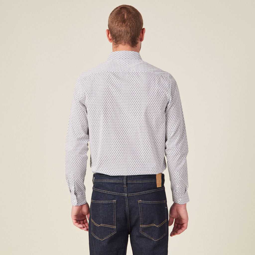 Chemise en coton manches longues blanc homme