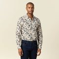 Chemise en coton manches longues beige homme