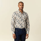Chemise en coton manches longues beige homme