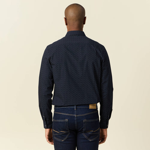 Chemise en coton manches longues bleu marine homme