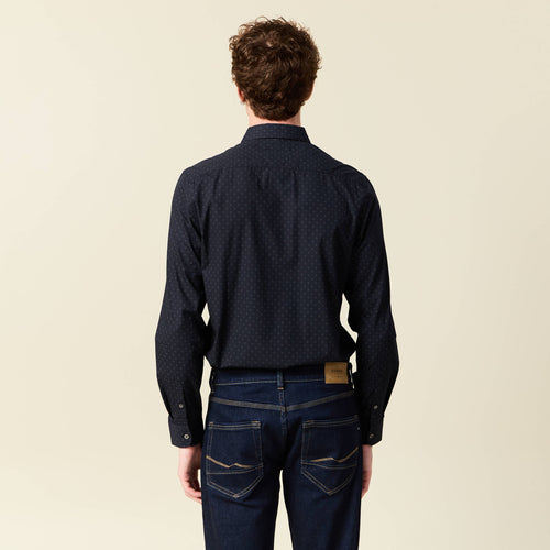 Chemise en coton manches longues bleu homme