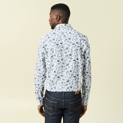 Chemise en coton manches longues blanc homme