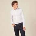 Chemise cintrée en coton manches longues blanc homme
