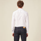 Chemise cintrée en coton manches longues blanc homme