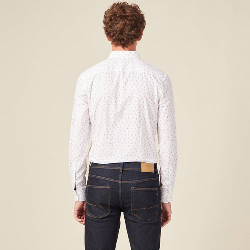 Chemise cintrée en coton manches longues blanc homme