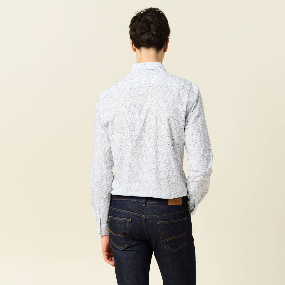 Chemise cintrée en coton manches longues gris homme