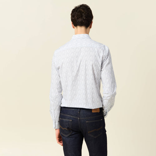 Chemise cintrée en coton manches longues gris homme
