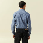 Chemise cintrée en coton manches longues bleu homme