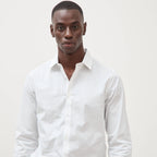 Chemise cintrée en coton manches longues bleu homme