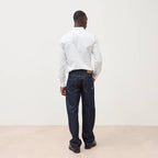 Chemise cintrée en coton manches longues bleu homme