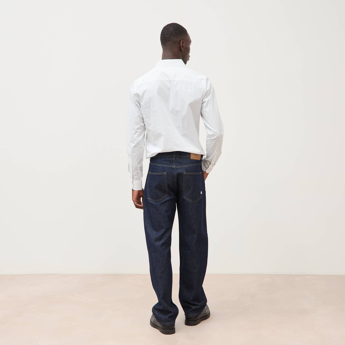 Chemise cintrée en coton manches longues bleu homme