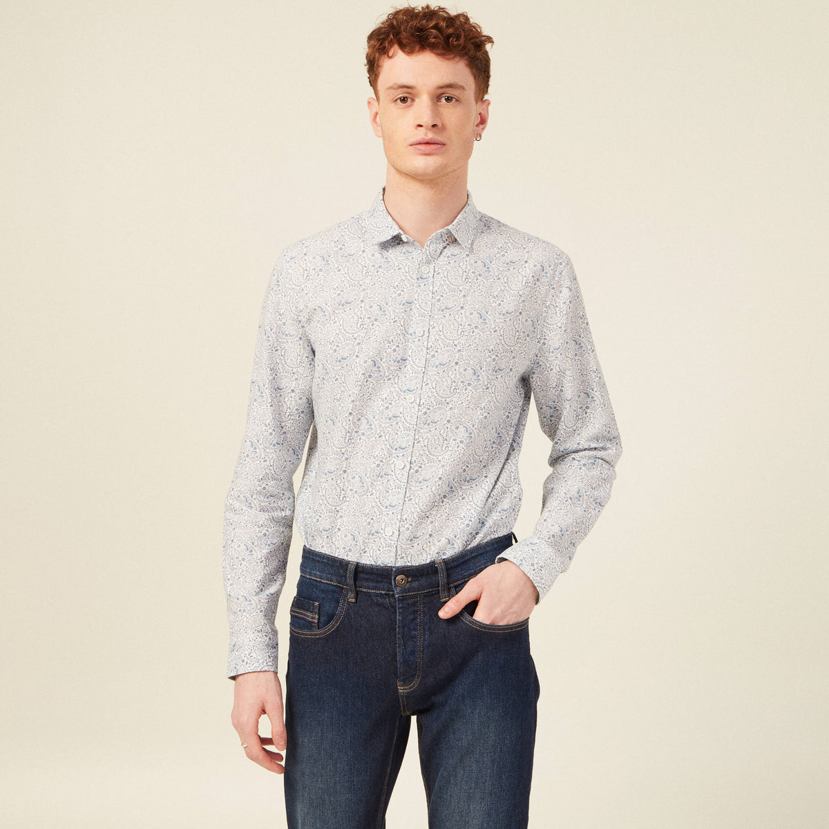 Chemise manches longues bleu homme