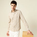 Chemise manches longues beige homme