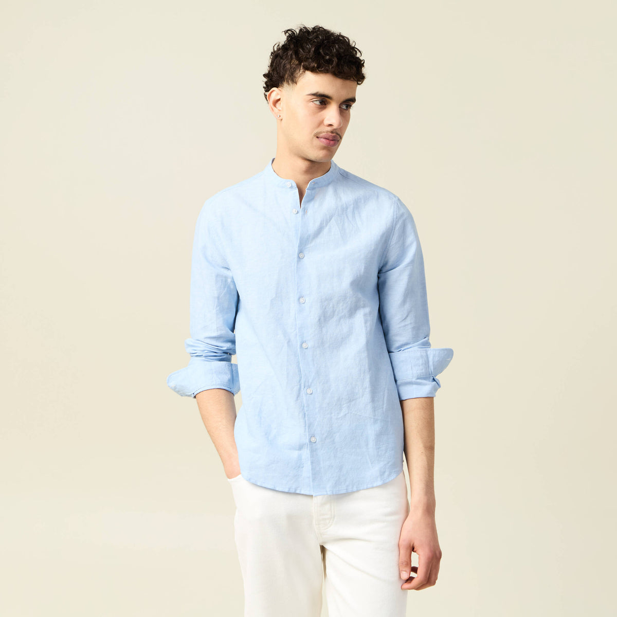Chemise manches longues bleu ciel homme