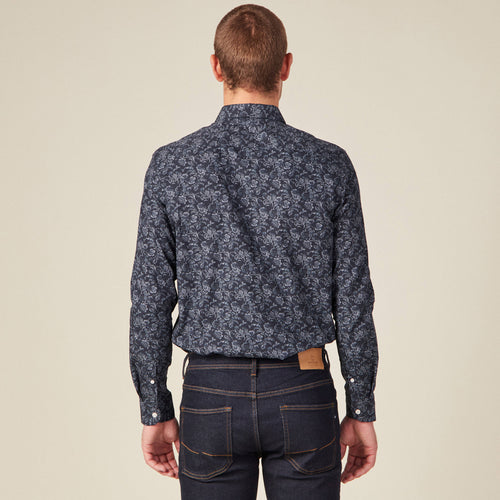 Chemise à manches longues bleu marine homme