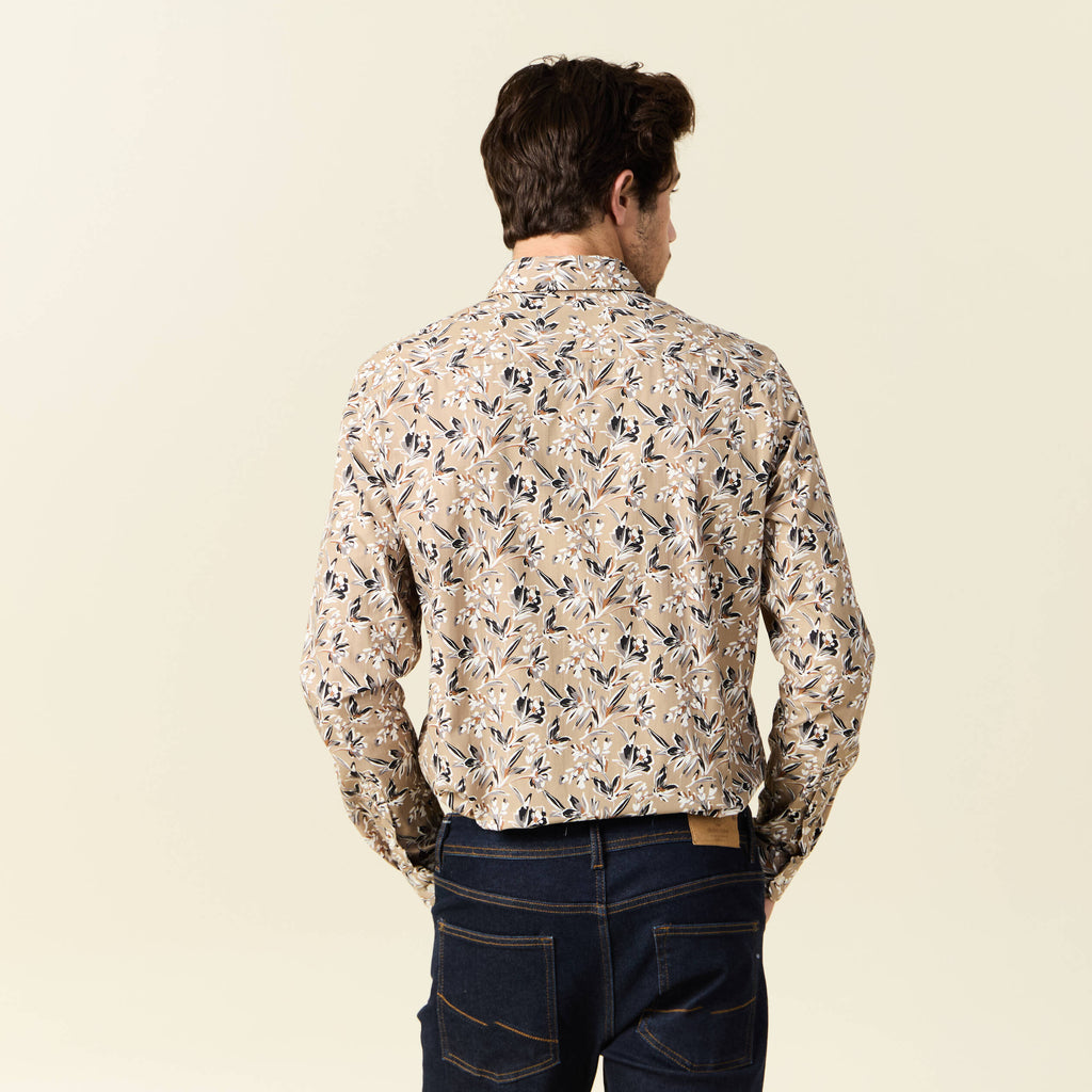 Chemise à manches longues beige homme