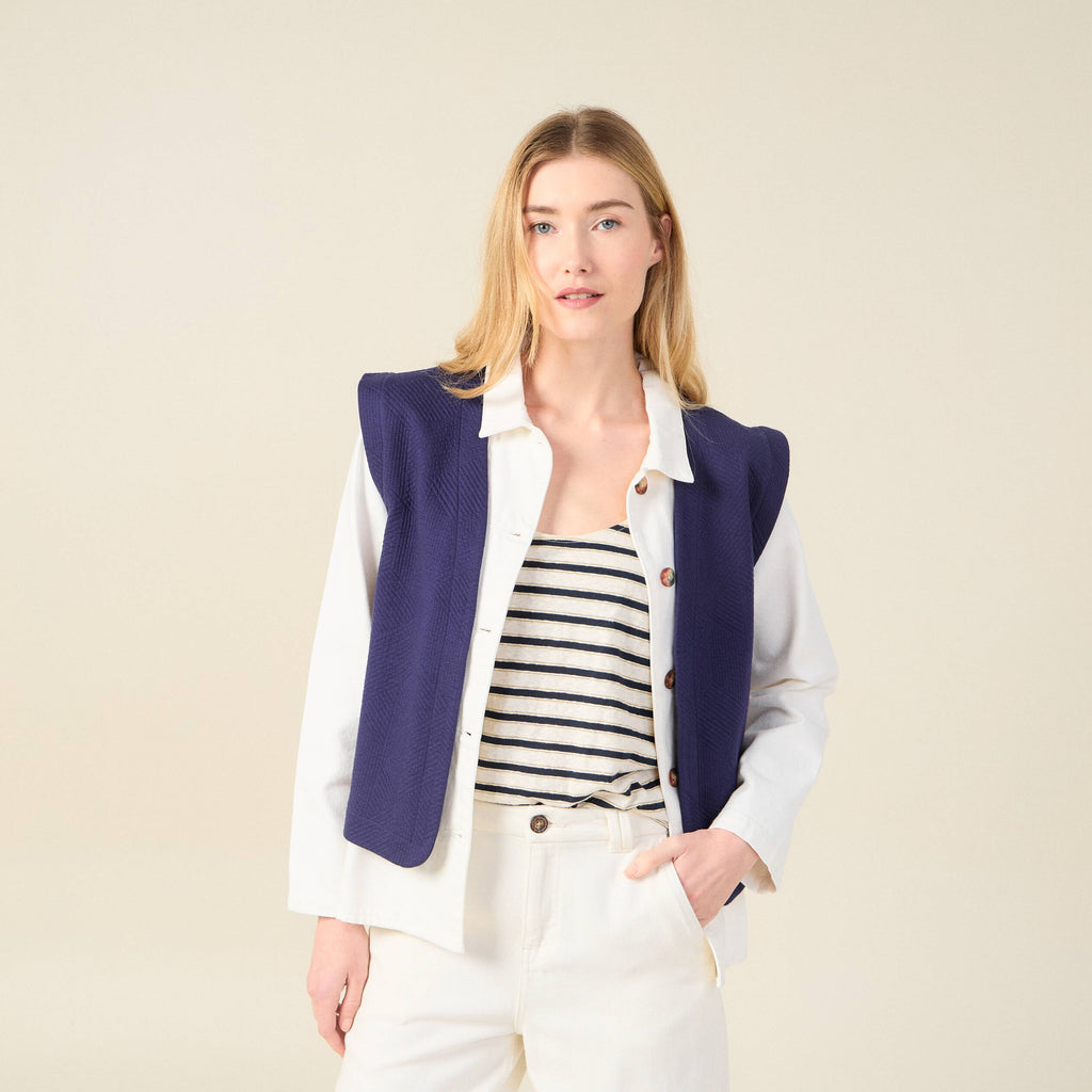 Gilet sans manches bleu femme