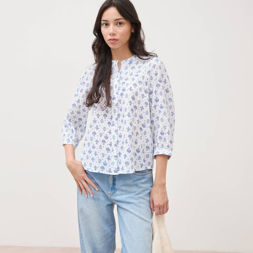 Chemise à manches longues bleu femme