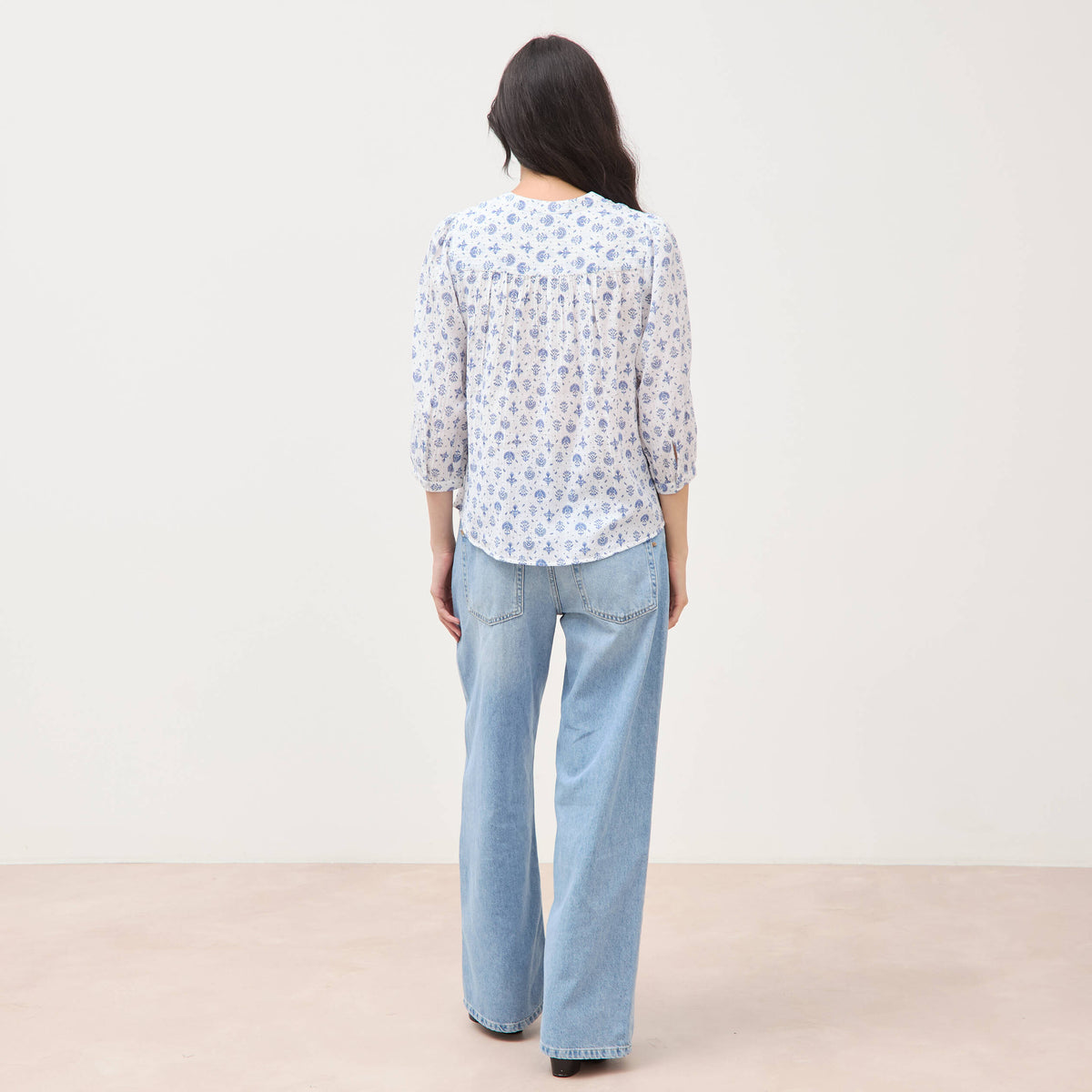 Chemise à manches longues bleu femme